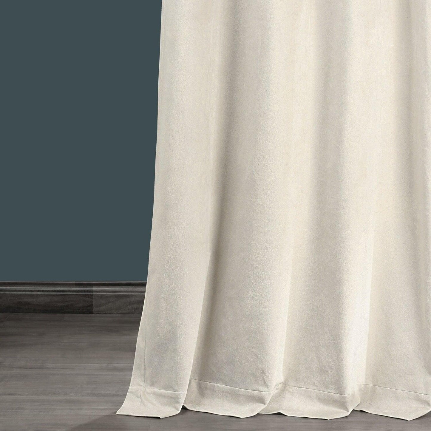 Sandalwood Beige Grommet Plush Velvet Hotel Blackout Curtain