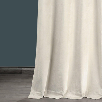 Sandalwood Beige Grommet Plush Velvet Hotel Blackout Curtain