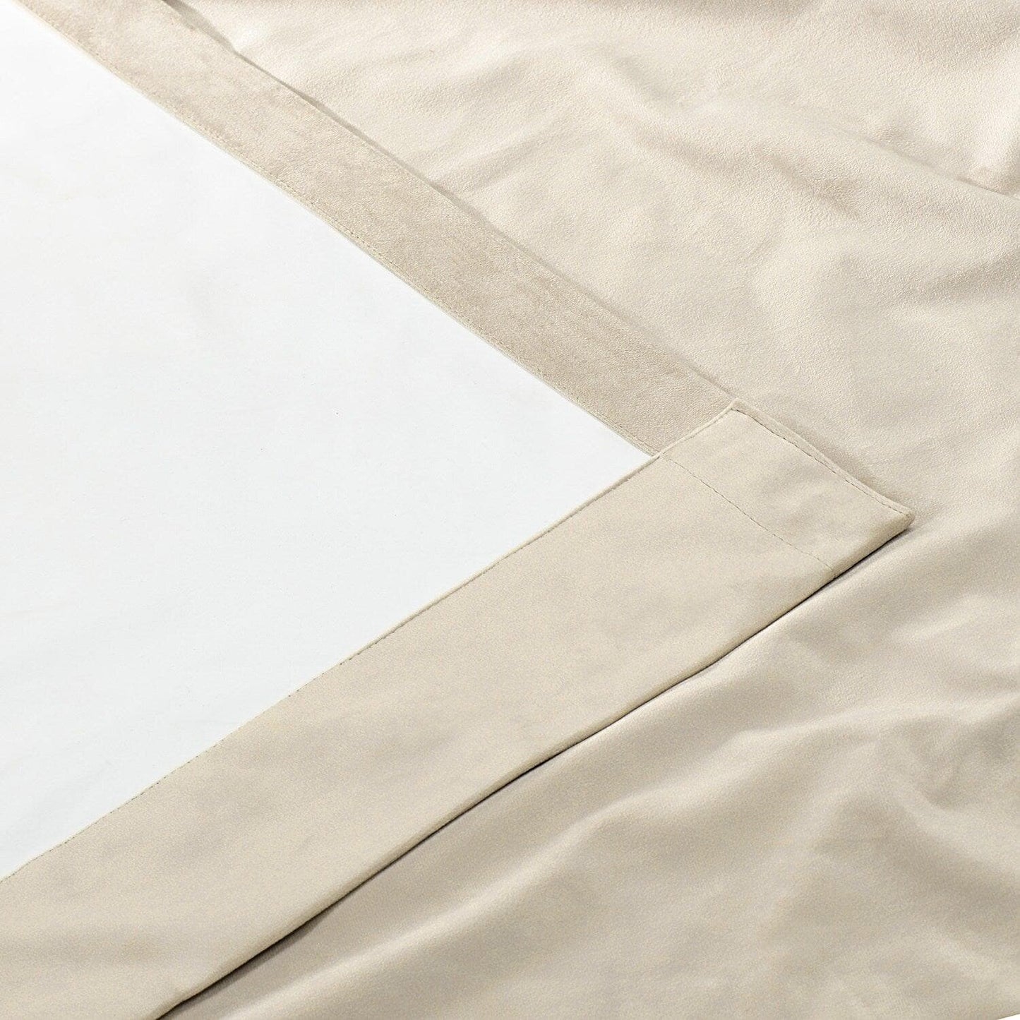 Sandalwood Beige Grommet Plush Velvet Hotel Blackout Curtain