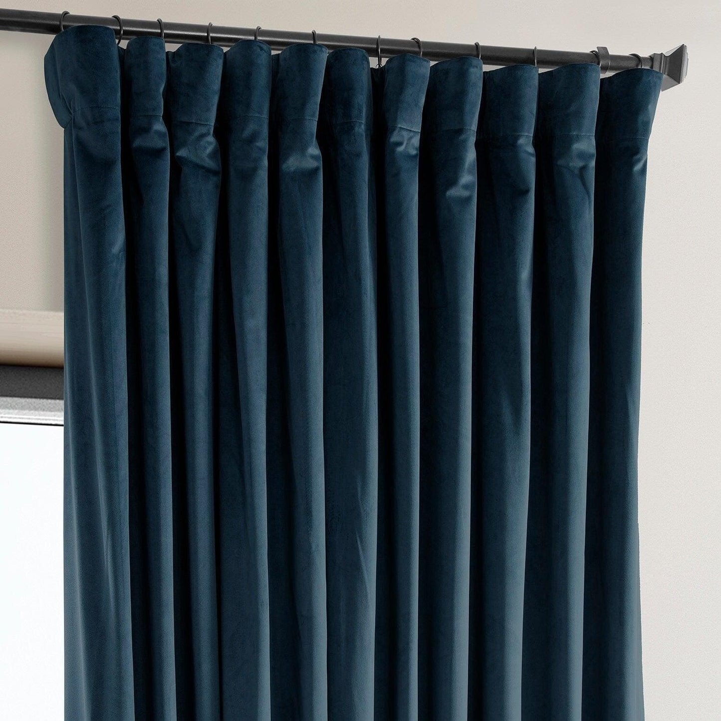Varsity Blue Extra Wide Signature Plush Velvet Hotel Blackout Curtain