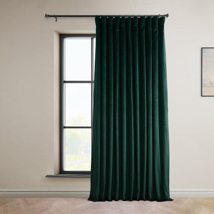 Spirit Green Extra Wide Signature Plush Velvet Hotel Blackout Curtain