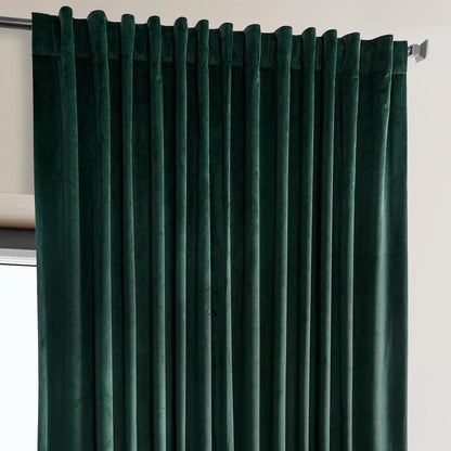 Spirit Green Extra Wide Signature Plush Velvet Hotel Blackout Curtain