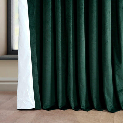 Spirit Green Extra Wide Signature Plush Velvet Hotel Blackout Curtain