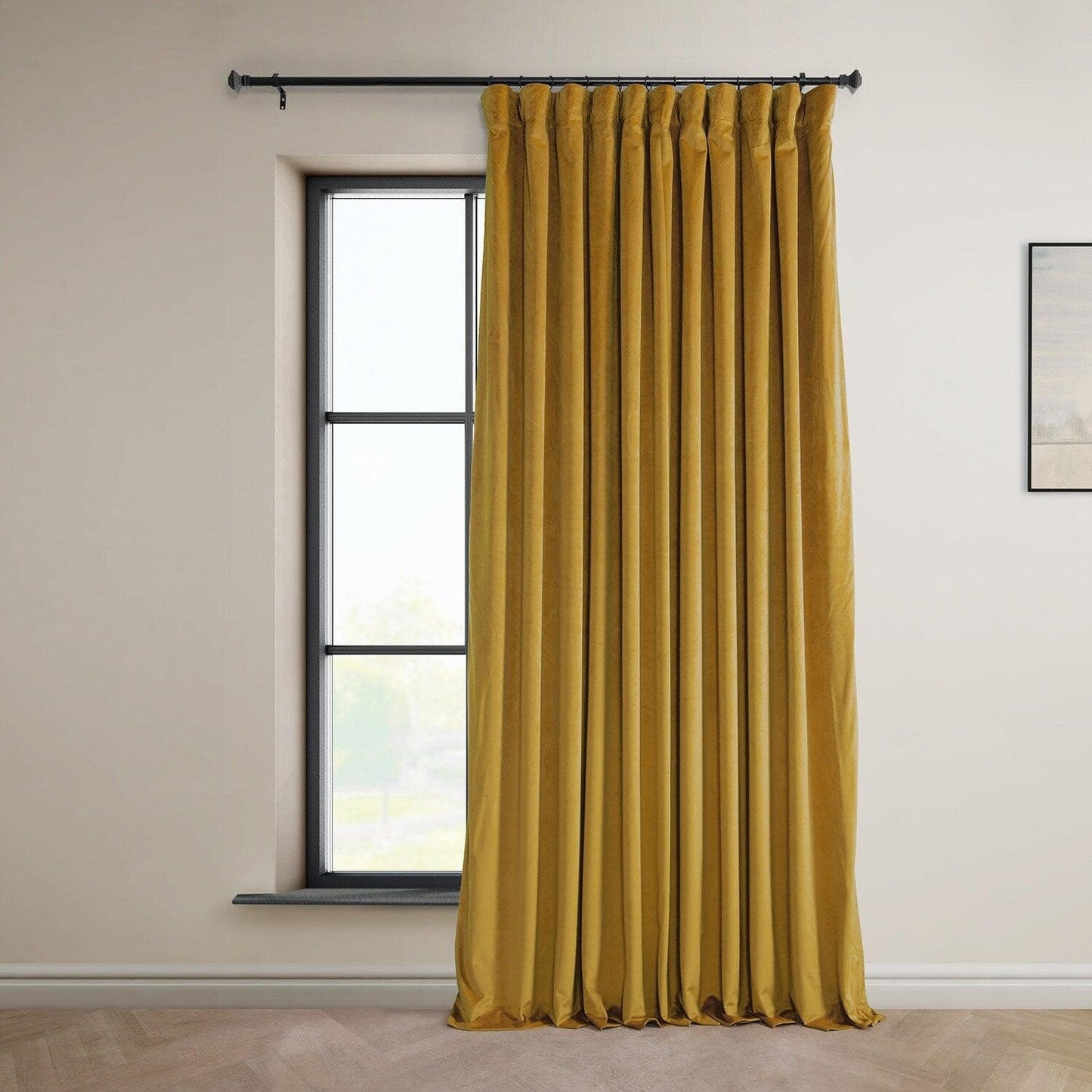 Sophomore Gold Extra Wide Signature Plush Velvet Hotel Blackout Curtain