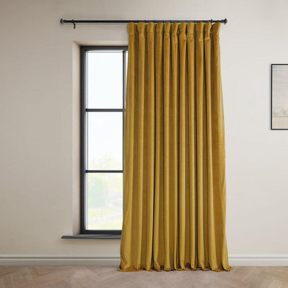 Sophomore Gold Extra Wide Signature Plush Velvet Hotel Blackout Curtain