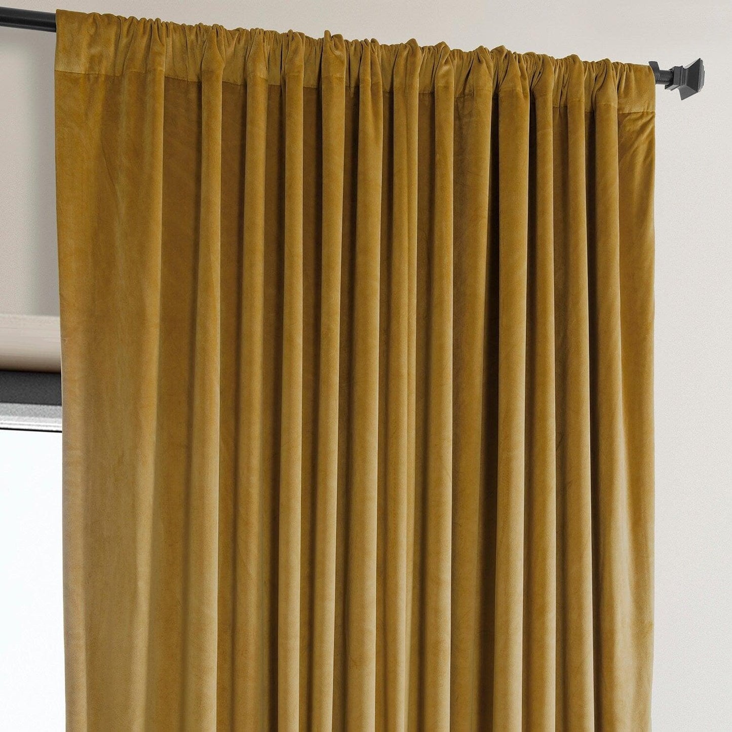 Sophomore Gold Extra Wide Signature Plush Velvet Hotel Blackout Curtain
