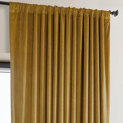 Sophomore Gold Extra Wide Signature Plush Velvet Hotel Blackout Curtain