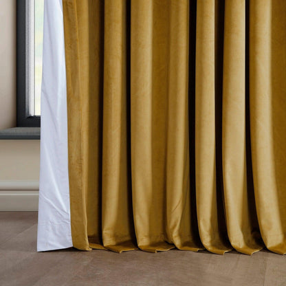 Sophomore Gold Extra Wide Signature Plush Velvet Hotel Blackout Curtain